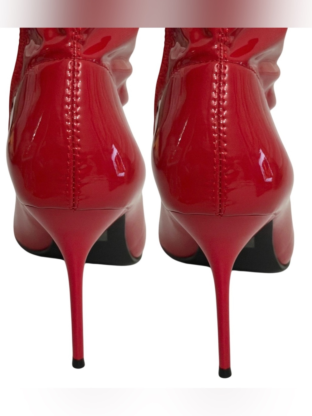 Trickz N’ Thrillz Boots 9 Heeled Stretch Red Vinyl - Picture 6 of 8